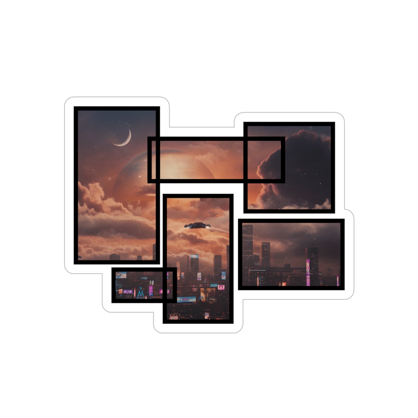 Sci-Fi City Transparent Sticker